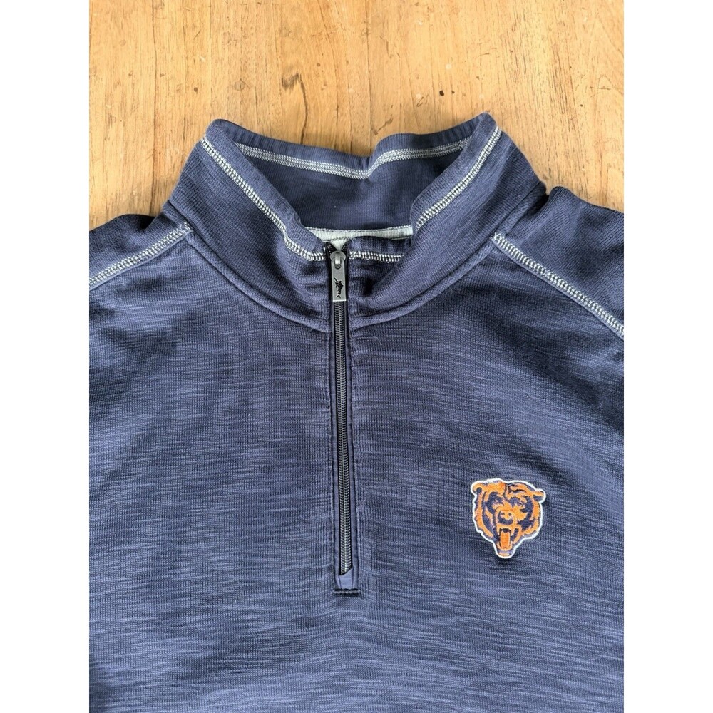 Tommy Bahama Chicago Bears NFL Mens 3XL Big & Tall Navy Quarter 1/4 Zip Pullover